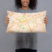 Person holding 20x12 Custom York Pennsylvania Map Throw Pillow in Watercolor