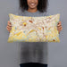 Person holding 20x12 Custom York Pennsylvania Map Throw Pillow in Woodblock