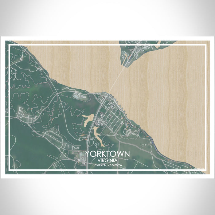 Yorktown Virginia Map Print Landscape Orientation in Afternoon Style With Shaded Background