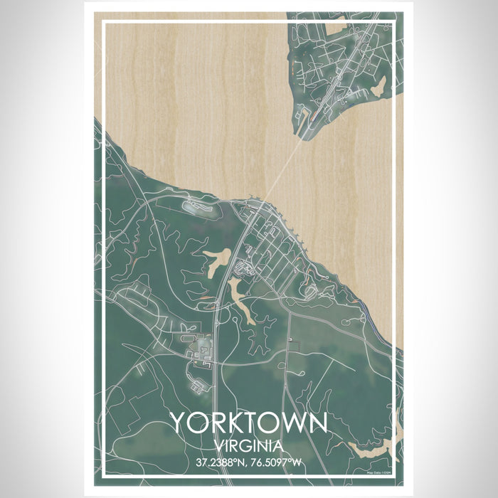 Yorktown Virginia Map Print Portrait Orientation in Afternoon Style With Shaded Background