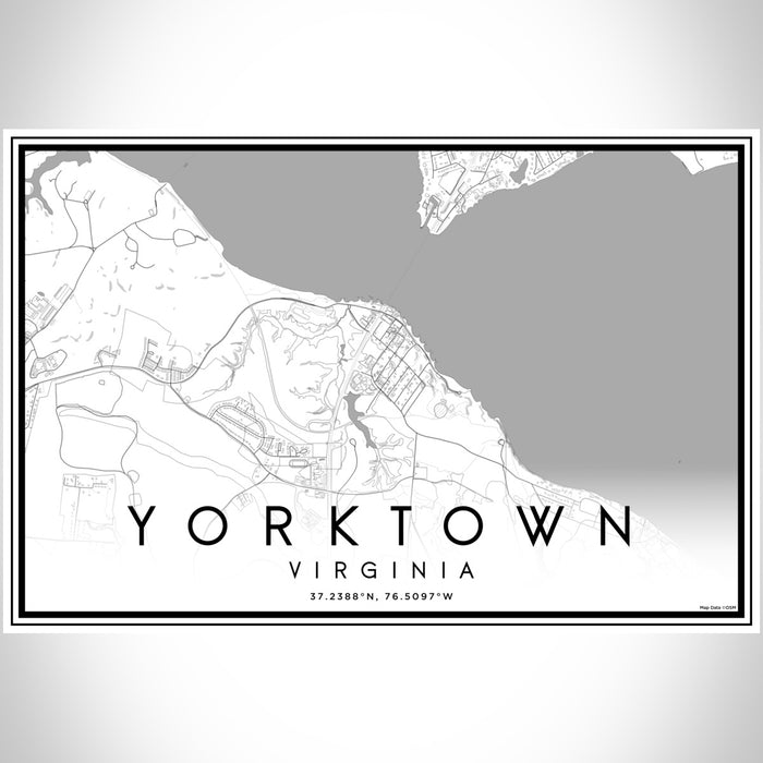 Yorktown Virginia Map Print Landscape Orientation in Classic Style With Shaded Background