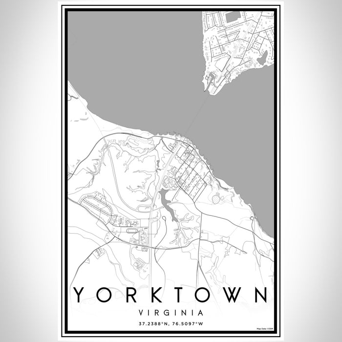 Yorktown Virginia Map Print Portrait Orientation in Classic Style With Shaded Background