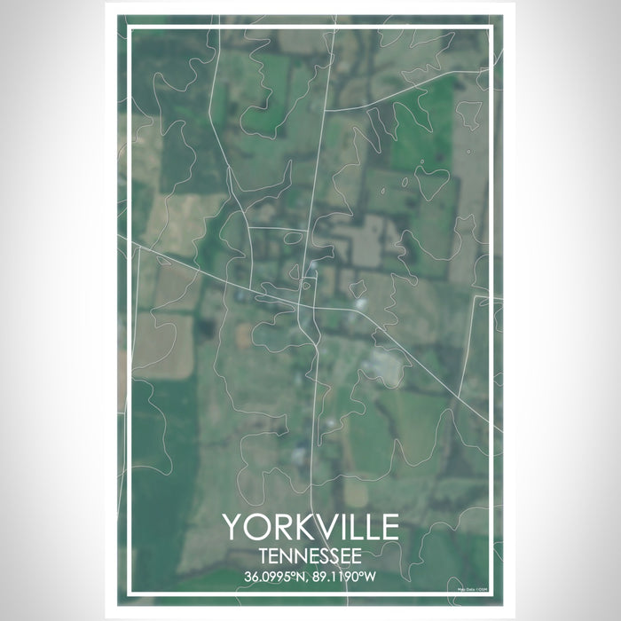 Yorkville Tennessee Map Print Portrait Orientation in Afternoon Style With Shaded Background