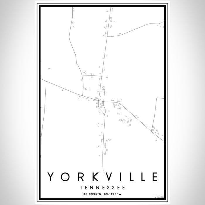 Yorkville Tennessee Map Print Portrait Orientation in Classic Style With Shaded Background