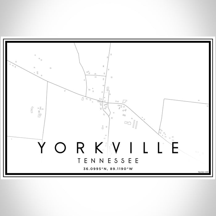 Yorkville Tennessee Map Print Landscape Orientation in Classic Style With Shaded Background