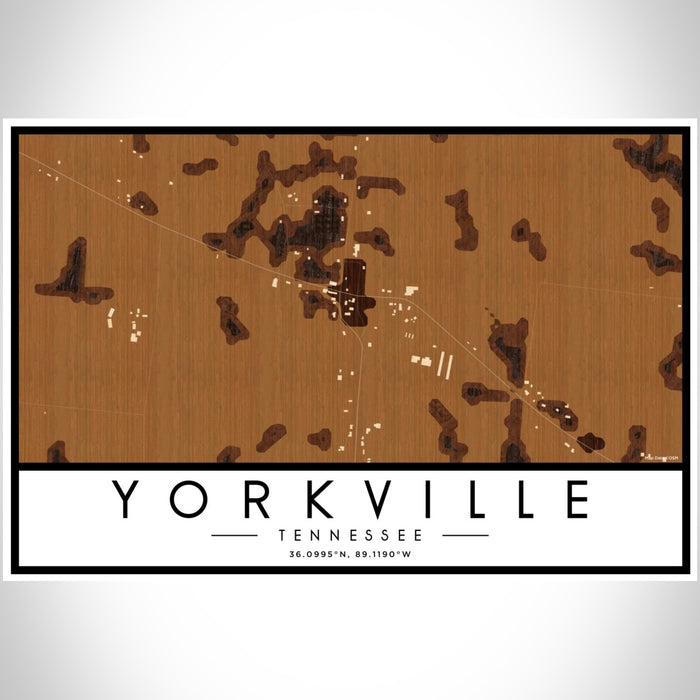 Yorkville Tennessee Map Print Landscape Orientation in Ember Style With Shaded Background