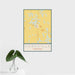 16x24 Yorkville Tennessee Map Print Portrait Orientation in Woodblock Style With Tropical Plant Leaves in Water