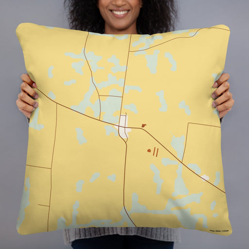 Person holding 22x22 Custom Yorkville Tennessee Map Throw Pillow in Woodblock