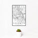 12x18 Yosemite National Park Map Print Portrait Orientation in Classic Style With Small Cactus Plant in White Planter