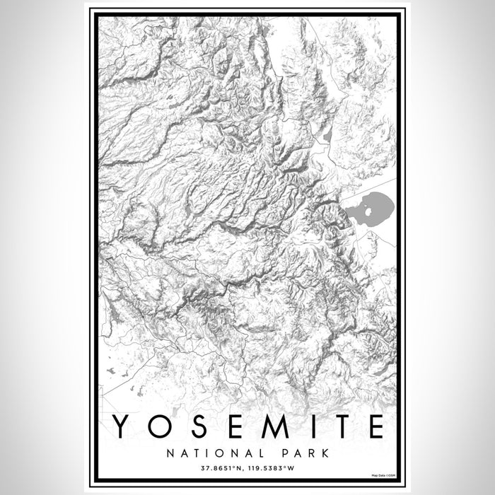Yosemite National Park Map Print Portrait Orientation in Classic Style With Shaded Background