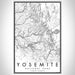 Yosemite National Park Map Print Portrait Orientation in Classic Style With Shaded Background