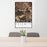24x36 Yosemite National Park Map Print Portrait Orientation in Ember Style Behind 2 Chairs Table and Potted Plant