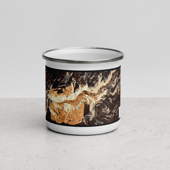 Front View Custom Yosemite National Park Map Enamel Mug in Ember