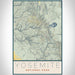 Yosemite National Park Map Print Portrait Orientation in Woodblock Style With Shaded Background