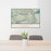 24x36 Yosemite National Park Map Print Landscape Orientation in Woodblock Style Behind 2 Chairs Table and Potted Plant