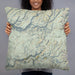 Person holding 22x22 Custom Yosemite National Park Map Throw Pillow in Woodblock