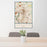24x36 Youngstown Ohio Map Print Portrait Orientation in Woodblock Style Behind 2 Chairs Table and Potted Plant