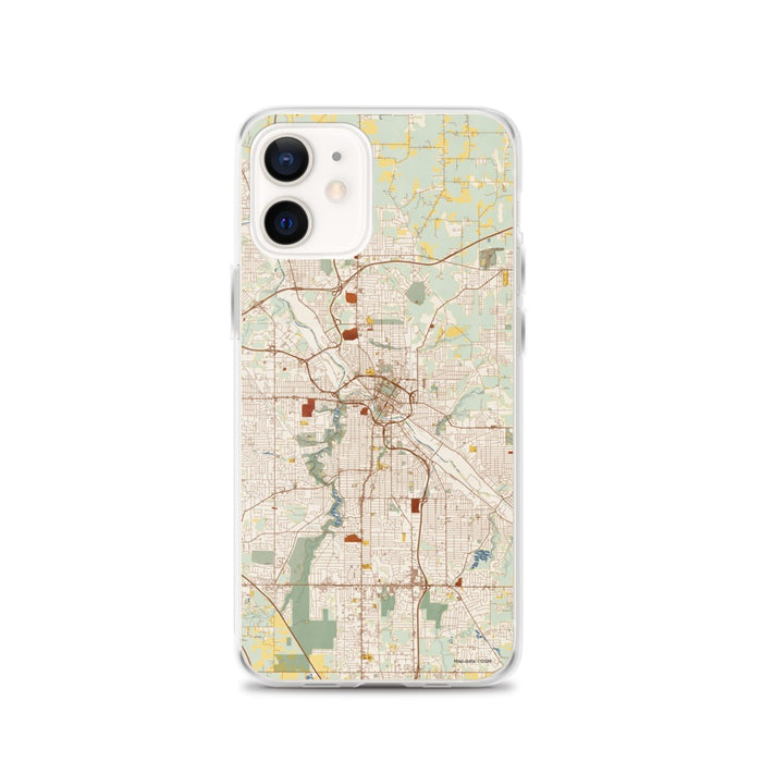 Custom Youngstown Ohio Map iPhone 12 Phone Case in Woodblock
