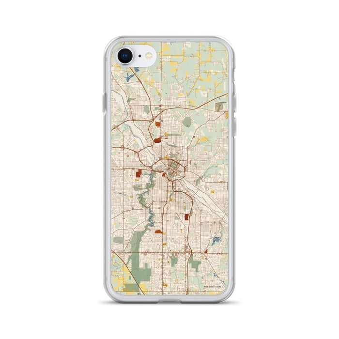 Custom Youngstown Ohio Map iPhone SE Phone Case in Woodblock