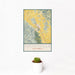 12x18 Yountville California Map Print Portrait Orientation in Woodblock Style With Small Cactus Plant in White Planter
