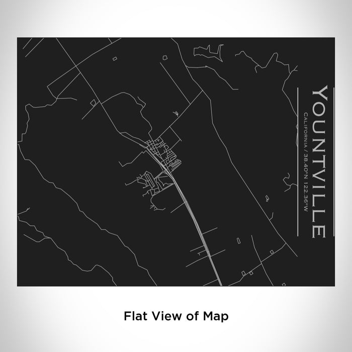 Rendered View of Yountville California Map Engraving on 20oz Stainless Steel Insulated Bottle with Bamboo Top in Black