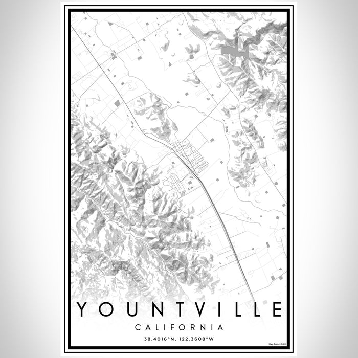 Yountville California Map Print Portrait Orientation in Classic Style With Shaded Background