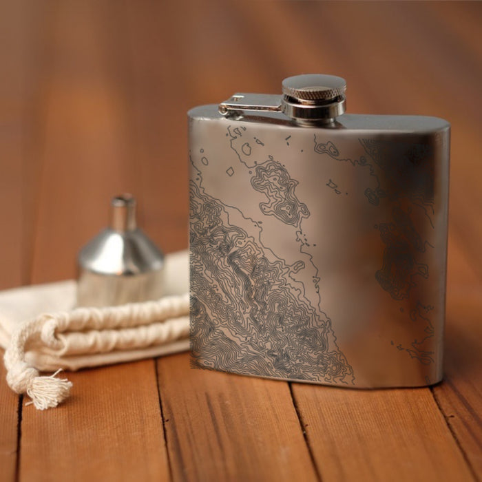 Yountville California Custom Engraved City Map Inscription Coordinates on 6oz Stainless Steel Flask