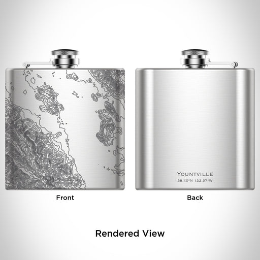 Rendered View of Yountville California Map Engraving on 6oz Stainless Steel Flask