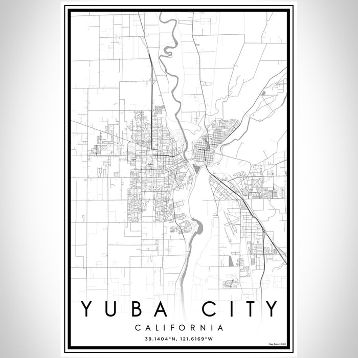 Yuba City California Map Print Portrait Orientation in Classic Style With Shaded Background