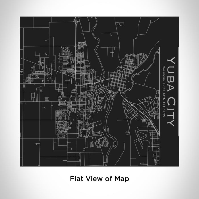 Rendered View of Yuba City California Map Engraving on 17oz Stainless Steel Insulated Tumbler in Black