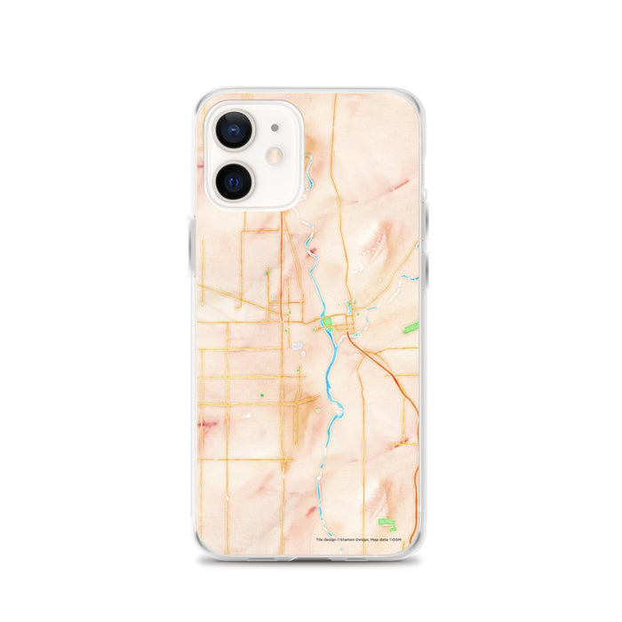 Custom Yuba City California Map iPhone 12 Phone Case in Watercolor