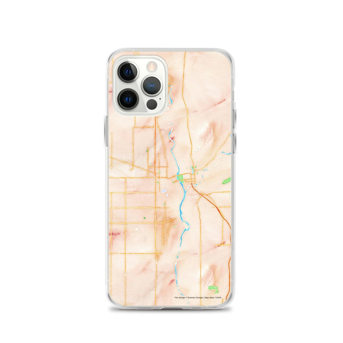 Custom Yuba City California Map iPhone 12 Pro Phone Case in Watercolor