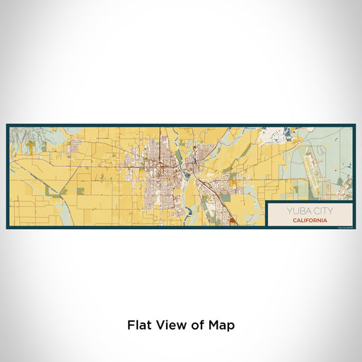 Flat View of Map Custom Yuba City California Map Enamel Mug in Woodblock