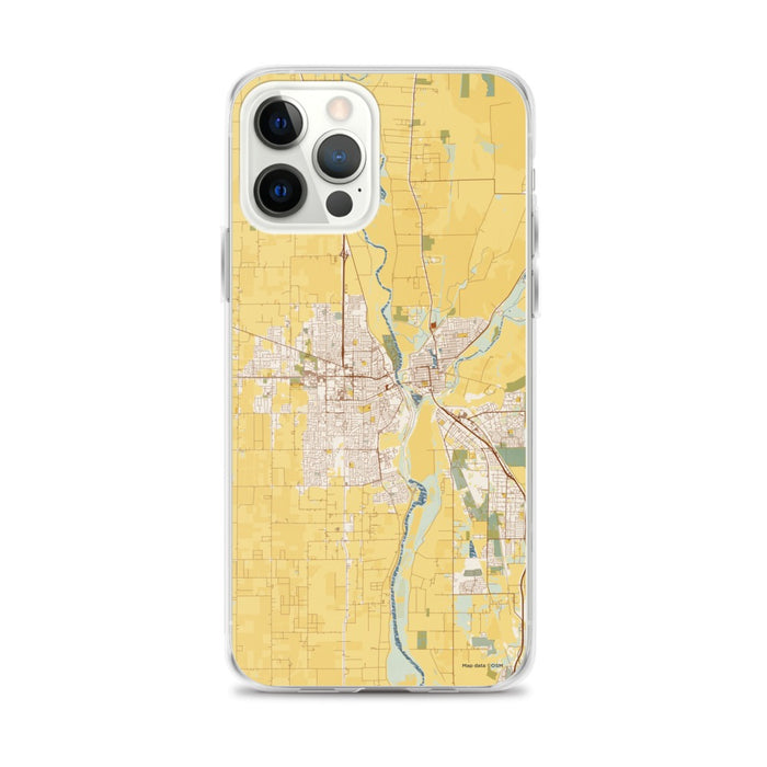Custom Yuba City California Map iPhone 12 Pro Max Phone Case in Woodblock