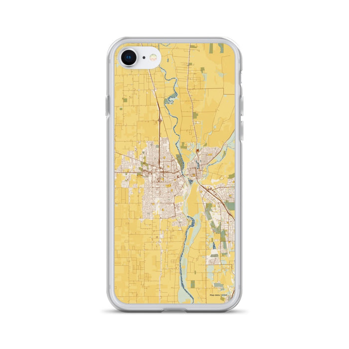 Custom Yuba City California Map iPhone SE Phone Case in Woodblock