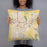 Person holding 18x18 Custom Yuba City California Map Throw Pillow in Woodblock