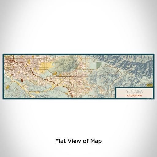 Flat View of Map Custom Yucaipa California Map Enamel Mug in Woodblock