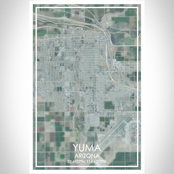 Yuma Arizona Map Print Portrait Orientation in Afternoon Style With Shaded Background