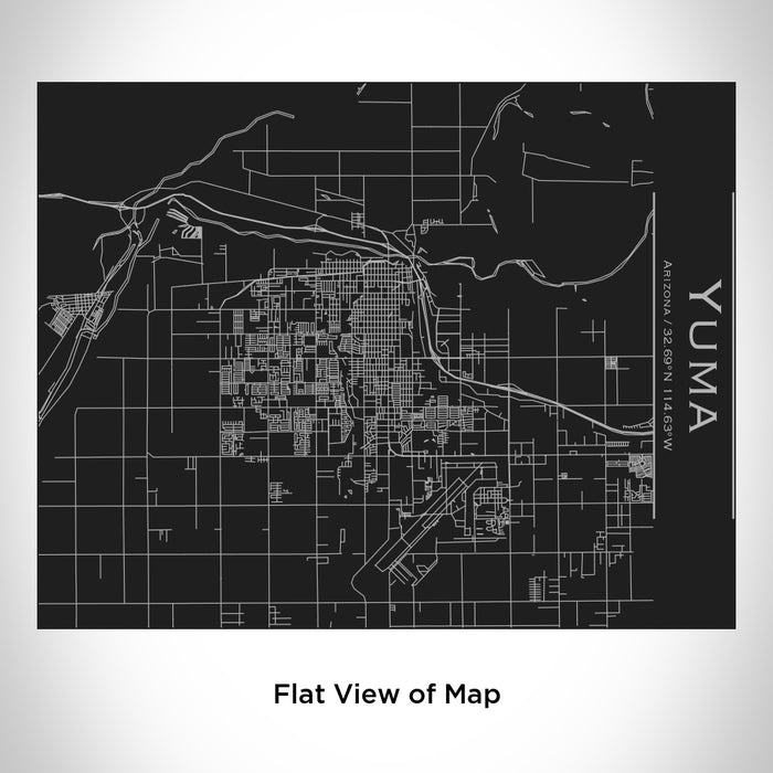 Rendered View of Yuma Arizona Map Engraving on 20oz Stainless Steel Insulated Bottle with Bamboo Top in Black