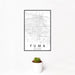 12x18 Yuma Arizona Map Print Portrait Orientation in Classic Style With Small Cactus Plant in White Planter