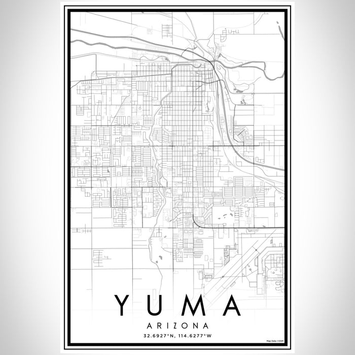 Yuma Arizona Map Print Portrait Orientation in Classic Style With Shaded Background