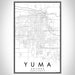 Yuma Arizona Map Print Portrait Orientation in Classic Style With Shaded Background