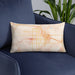 Custom Yuma Arizona Map Throw Pillow in Watercolor on Blue Colored Chair