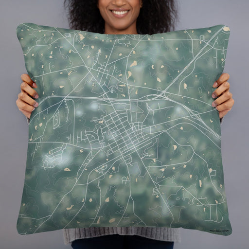 Person holding 22x22 Custom Zebulon North Carolina Map Throw Pillow in Afternoon