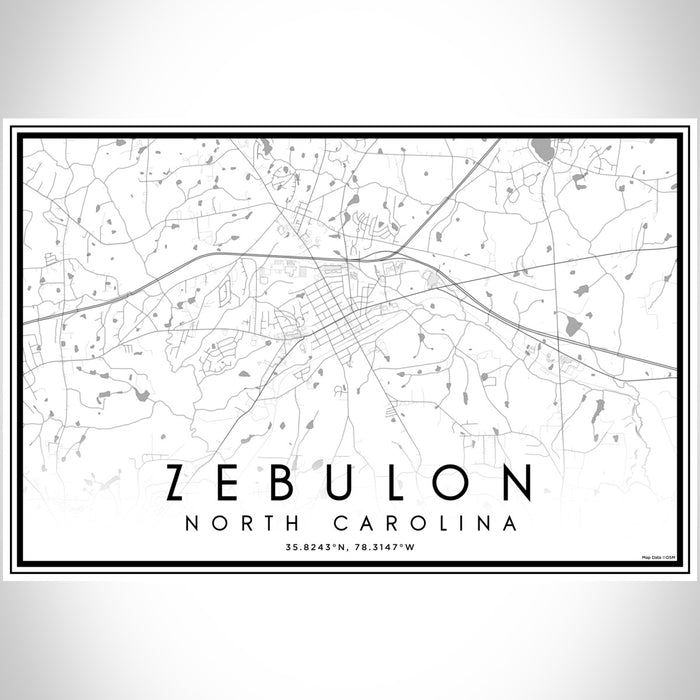 Zebulon North Carolina Map Print Landscape Orientation in Classic Style With Shaded Background