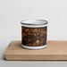 Front View Custom Zebulon North Carolina Map Enamel Mug in Ember on Cutting Board
