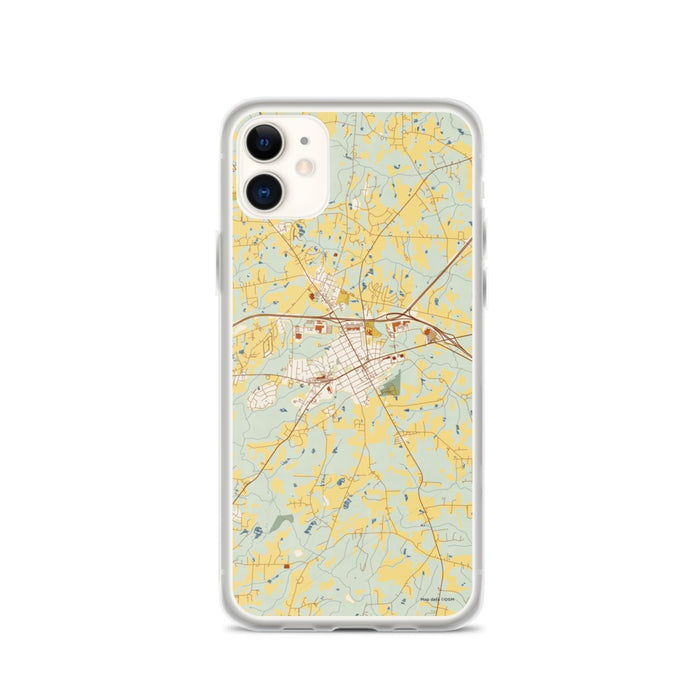 Custom iPhone 11 Zebulon North Carolina Map Phone Case in Woodblock