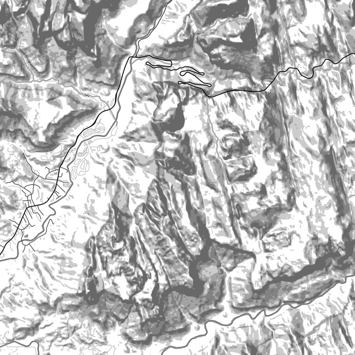 Zion National Park Map Print in Classic Style Zoomed In Close Up Showing Details