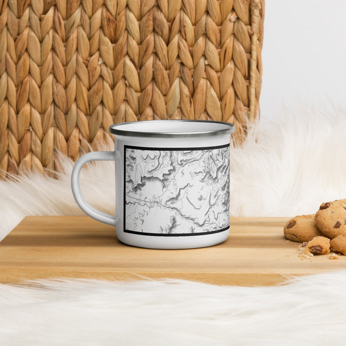 Left View Custom Zion National Park Map Enamel Mug in Classic on Table Top