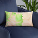Custom Zion National Park Map Throw Pillow in Watercolor on Blue Colored Chair